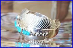 ESTATE Navajo Native American. 925 Sterling Silver Heavy Turquoise Cuff Bracelet ESTATE Navajo Native American. 925 Sterling Silver Heavy Turquoise Cuff Bracelet