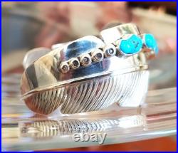 ESTATE Navajo Native American. 925 Sterling Silver Heavy Turquoise Cuff Bracelet ESTATE Navajo Native American. 925 Sterling Silver Heavy Turquoise Cuff Bracelet
