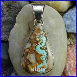 E. Willie for Joe Delgarito Navajo Boulder Turquoise Sterling Silver Pendant