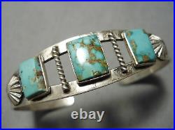 Earlier Vintage Navajo Natural Royston Turquoise Sterling Silver Bracelet Old
