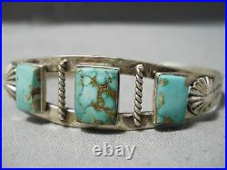 Earlier Vintage Navajo Natural Royston Turquoise Sterling Silver Bracelet Old