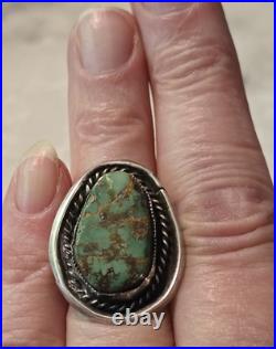 Early Gilbert Damon Late 40's-50's Navajo Turquoise 925 Ring Handmade Size 7.25 Early Gilbert Damon Late 40's-50's Navajo Turquoise 925 Ring Handmade Size 7.25
