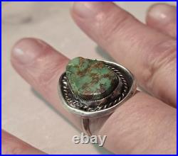 Early Gilbert Damon Late 40's-50's Navajo Turquoise 925 Ring Handmade Size 7.25 Early Gilbert Damon Late 40's-50's Navajo Turquoise 925 Ring Handmade Size 7.25
