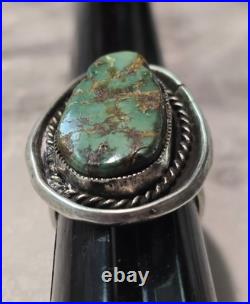 Early Gilbert Damon Late 40's-50's Navajo Turquoise 925 Ring Handmade Size 7.25 Early Gilbert Damon Late 40's-50's Navajo Turquoise 925 Ring Handmade Size 7.25