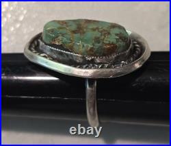 Early Gilbert Damon Late 40's-50's Navajo Turquoise 925 Ring Handmade Size 7.25 Early Gilbert Damon Late 40's-50's Navajo Turquoise 925 Ring Handmade Size 7.25