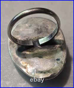 Early Gilbert Damon Late 40's-50's Navajo Turquoise 925 Ring Handmade Size 7.25 Early Gilbert Damon Late 40's-50's Navajo Turquoise 925 Ring Handmade Size 7.25