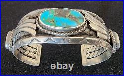 Early Navajo Native American Sterling Silver Turquoise Cuff Bracelet 60 Grams