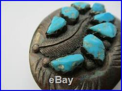 Effie Zuni Native American Indian Sterling Silver Belt Buckle Chunky Turquoise