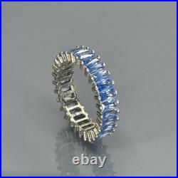 Elegant 925 Sterling Silver Women's Aqumarine Stone Ring Size 7