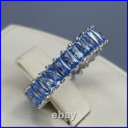Elegant 925 Sterling Silver Women's Aqumarine Stone Ring Size 7