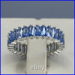 Elegant 925 Sterling Silver Women's Aqumarine Stone Ring Size 7