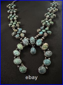 Ella Peter Handmade Navajo Sterling Silver Turquoise Squash Blossom Necklace Ella Peter Handmade Navajo Sterling Silver Turquoise Squash Blossom Necklace