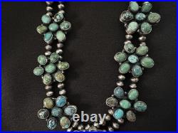 Ella Peter Handmade Navajo Sterling Silver Turquoise Squash Blossom Necklace Ella Peter Handmade Navajo Sterling Silver Turquoise Squash Blossom Necklace