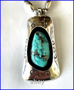 Ernest R Begay, Renowned Artist Sterling Silver & Turquoise Shadowbox Necklace