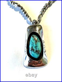 Ernest R Begay, Renowned Artist Sterling Silver & Turquoise Shadowbox Necklace