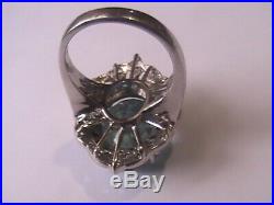 Estate! Earth Mined 10.60CT Aquamarine. Apatite Sapphire Ring 14k 925 Sz 6.5