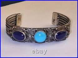 Exceptional Beauty Native American Navajo Sterling Silver Lapis Lazuli Turquoise