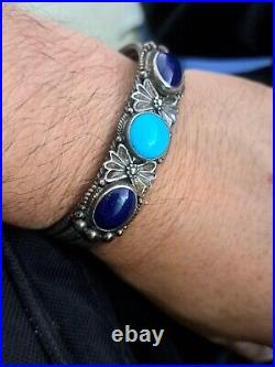 Exceptional Beauty Native American Navajo Sterling Silver Lapis Lazuli Turquoise