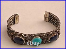 Exceptional Beauty Native American Navajo Sterling Silver Lapis Lazuli Turquoise