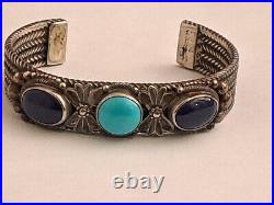 Exceptional Beauty Native American Navajo Sterling Silver Lapis Lazuli Turquoise