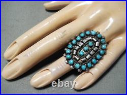 Exceptional Vintage Native American Navajo Turquoise Sterling Silver Ring Old