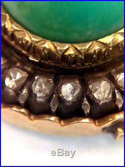 Exquisite Antique Victorian Natural Turquoise Rose Cut Diamond 18K Gold Clasp