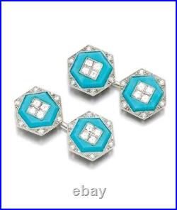 Exquisite Turquoise Cufflinks 925 Sterling Silver Handcrafted Men's Luxe Jewelry