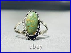 Exquisite Vintage Navajo Damale Turquoise Oval Sterling Silver Ring