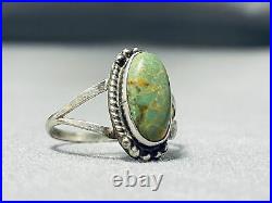 Exquisite Vintage Navajo Damale Turquoise Oval Sterling Silver Ring