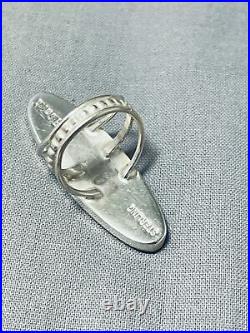 Eye-catching Navajo Jet Inlay Sterling Silver Ring Signed