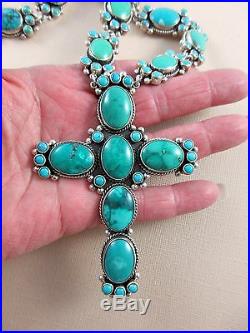 FEDERICO JIMENEZLarge Turquoise Cluster Cross 925 Necklace24(With Cross)