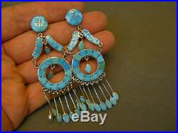 FEDERICO JIMENEZ turquoise and sterling silver earrings 3 3/8
