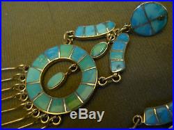 FEDERICO JIMENEZ turquoise and sterling silver earrings 3 3/8