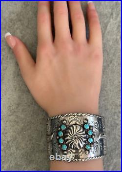 FRED HARVEY ERA Navajo Thunderbird DOG Horse Turquoise Sterling silver Bracelet FRED HARVEY ERA Navajo Thunderbird DOG Horse Turquoise Sterling silver Bracelet