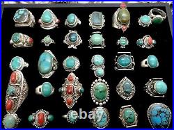 F Wholesale Lot of 100 Grams Of Turquoise Sterling Silver 925 Rings Resale Bulk