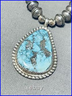 Fabulous Vintage Navajo Pilot Mountain Turquoise Sterling Silver Necklace