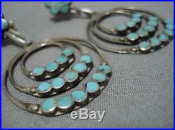 Fabulous Vintage Zuni Native American Sterling Silver Turquoise Earrings