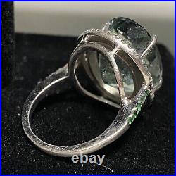 Faceted Aquamarine Ring Vintage Main Stone 15 x 18 x 12mm Jewelry Sterling Silve