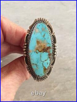 Fantastic Large Navajo Sterling Silver Turquoise Ring-Size 9 1/2-Signed