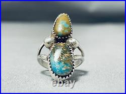 Fantastic Vintage Navajo 8 Turquoise Sterling Silver Ring
