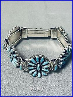 Fascinating Vintage Navajo Turquoise Sterling Silver Link Bracelet