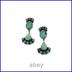 Federico Jimenez Sterling Silver & Turquoise Southwestern Dangle Earrings