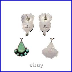 Federico Jimenez Sterling Silver & Turquoise Southwestern Dangle Earrings