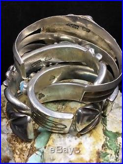 Four Stunning Mark Chee Sterling Silver & Turquoise Cuff Bracelets Collection