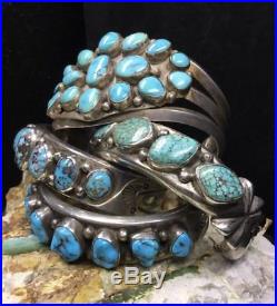 Four Stunning Mark Chee Sterling Silver & Turquoise Cuff Bracelets Collection