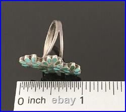 Frank Dishta -native American Zuni Handmade Sterling Silver Turquoise Inlay Ring