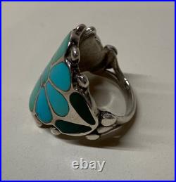 Frank Vacit, Ring, Turquoise, Sterling Silver, Zuni, Inlay, Flower Motif, 7