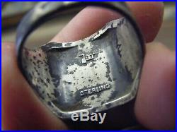 Fred harvey era sterling silver turquoise bell trading post thunderbird ring