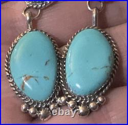 Freda Martinez Navajo Handmade 925 Kingman Turquoise Dangle Earrings 2