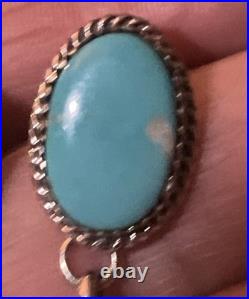 Freda Martinez Navajo Handmade 925 Kingman Turquoise Dangle Earrings 2